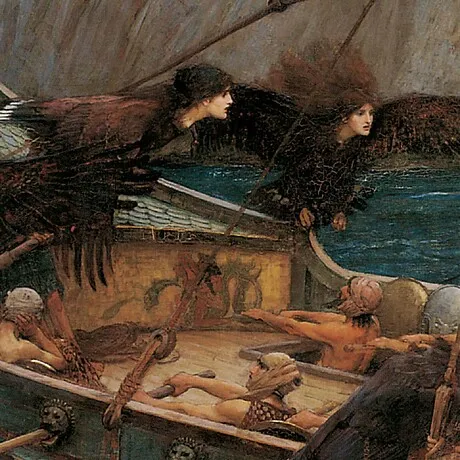 Ulysses and the Sirens Framed Canvas Replica Painting: Large