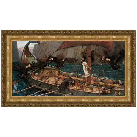 Ulysses and the Sirens Framed Canvas Replica Painting: Large