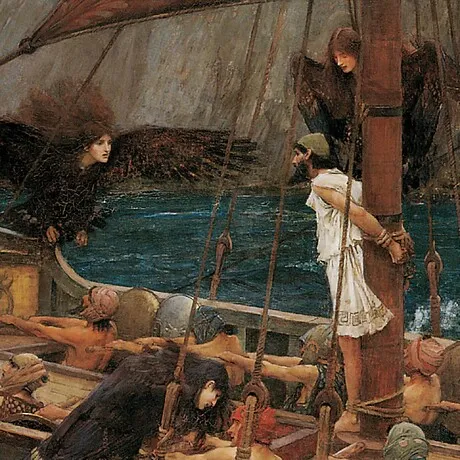 Ulysses and the Sirens Framed Canvas Replica Painting: Grande
