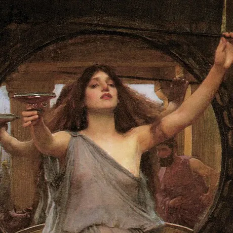 Circe Offering the Cup to Ulysses Framed Canvas Replica Painting: Small