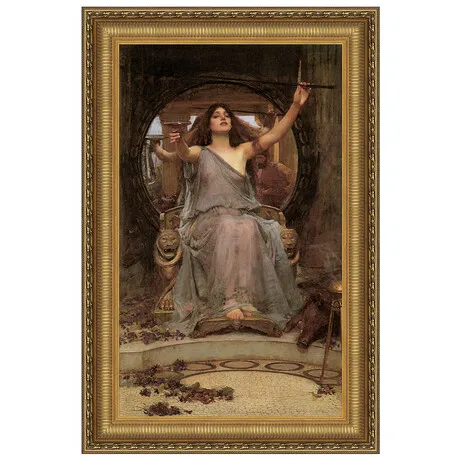 Circe Offering the Cup to Ulysses Framed Canvas Replica Painting: Small