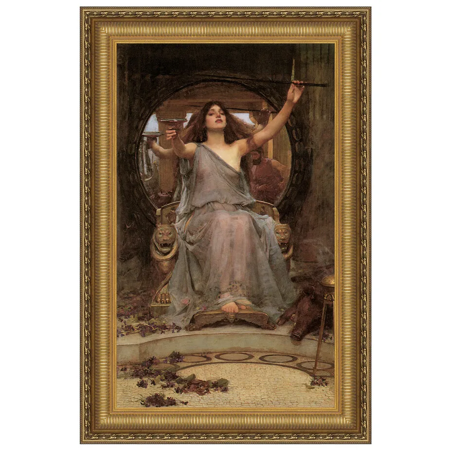 Circe Offering the Cup to Ulysses Framed Canvas Replica Painting: Grande
