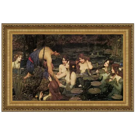 Hylas and the Water Nymphs Framed Canvas Replica Painting: Large