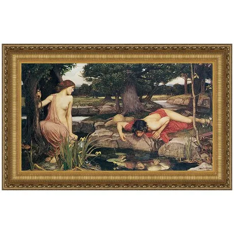 Echo and Narcissus Framed Canvas Replica Painting: Medium