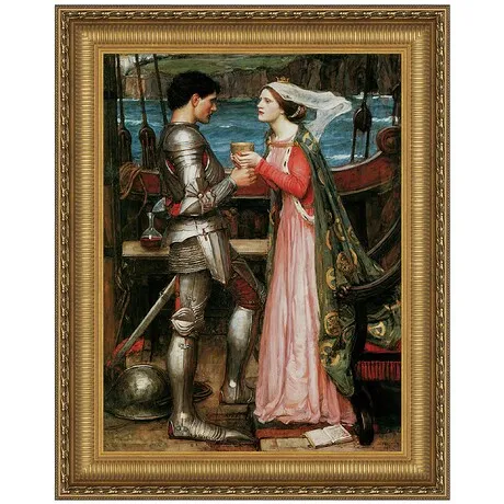 Tristan and Isolde Sharing the Potion Framed Canvas Replica Painting: Small