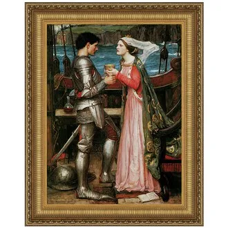 Tristan and Isolde Sharing the Potion Framed Canvas Replica Painting: Grande