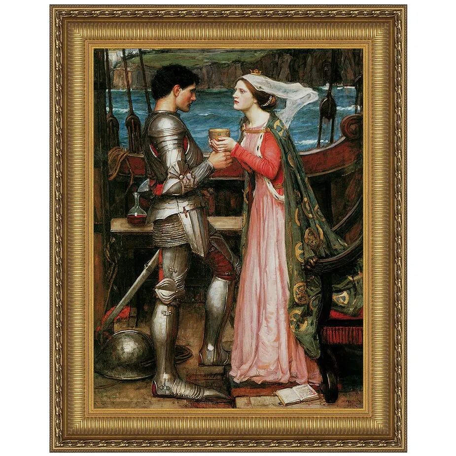 Tristan and Isolde Sharing the Potion Framed Canvas Replica Painting: Grande