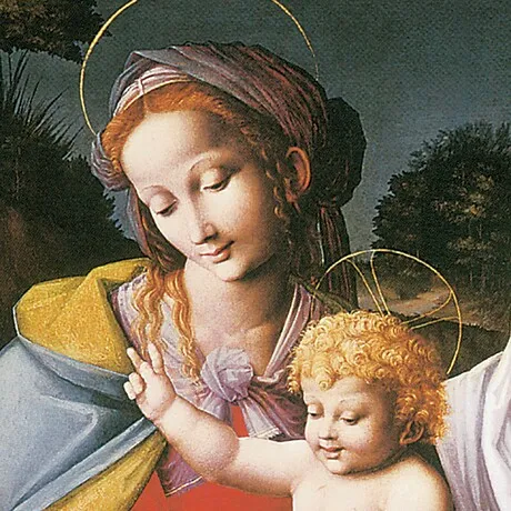 Virgin and Child with Saints Elizabeth and John Framed Canvas Replica Painting: Grande