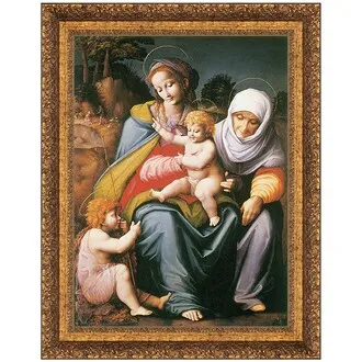 Virgin and Child with Saints Elizabeth and John Framed Canvas Replica Painting: Grande