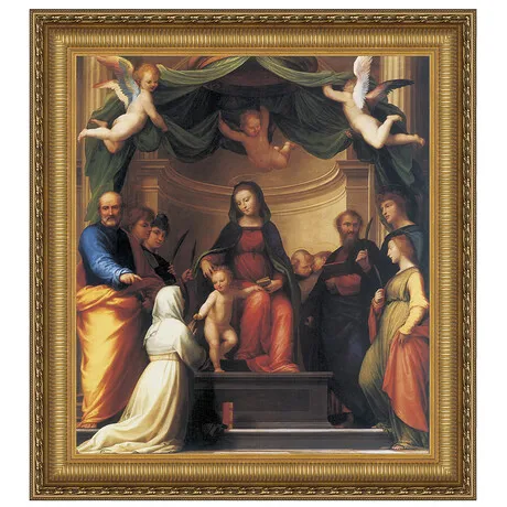 Mystic Marriage of Saint Catherine Framed Canvas Replica Painting: Small