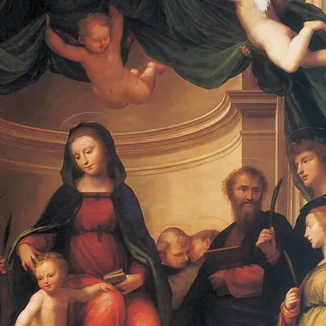 Mystic Marriage of Saint Catherine Framed Canvas Replica Painting: Grande