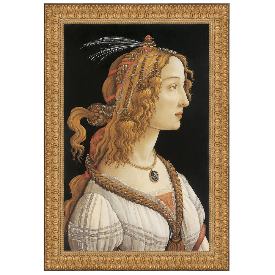 Young Woman (Simonetta Vespucci) Framed Canvas Replica Painting: Medium