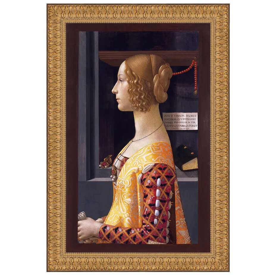 Portrait of Giovanna Tornabuoni Framed Canvas Replica Painting: Medium