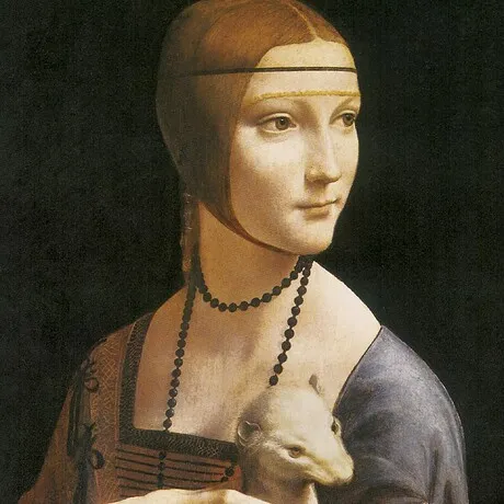 Lady with an Ermine Framed Canvas Replica Painting: Large