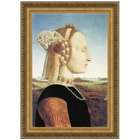 Portrait of Battista Sforza Framed Canvas Replica Painting: Large