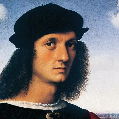 Portrait of Agnolo Doni Framed Canvas Replica Painting: Grande