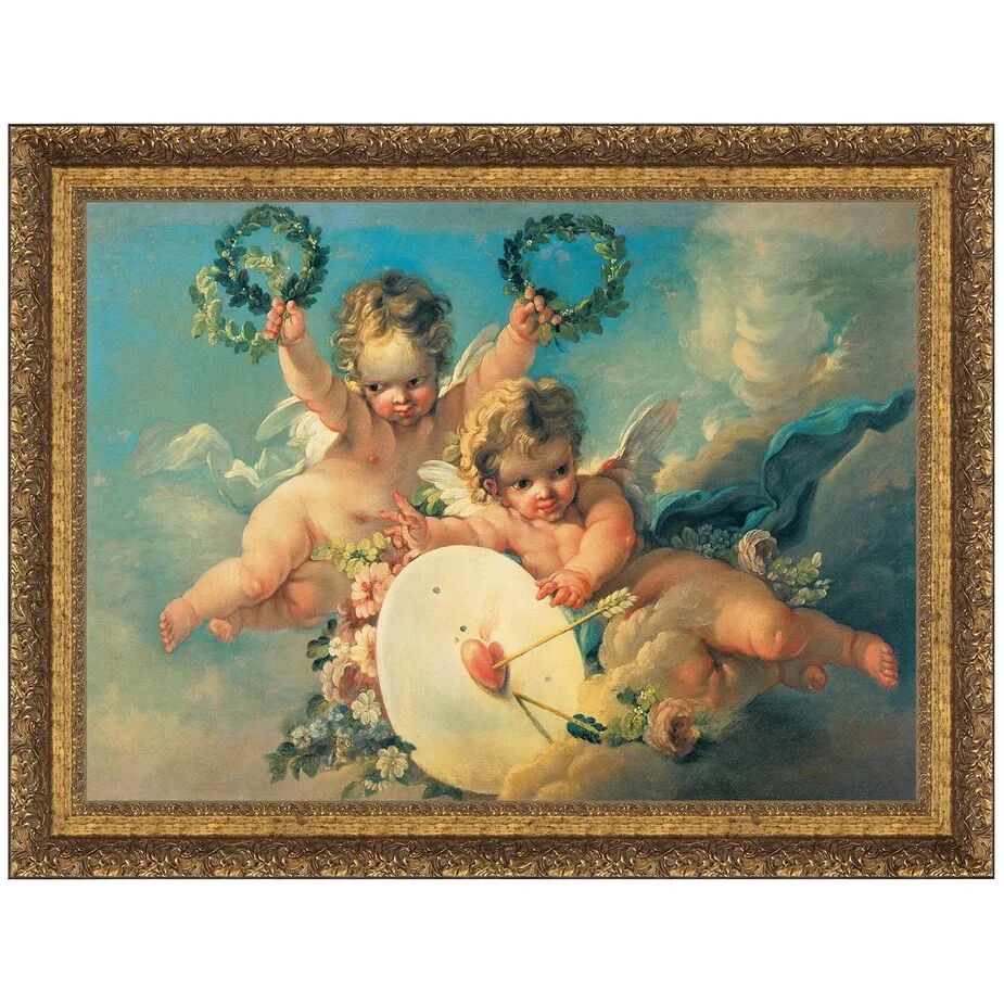 La Cible d'Amour Framed Canvas Replica Painting: Small