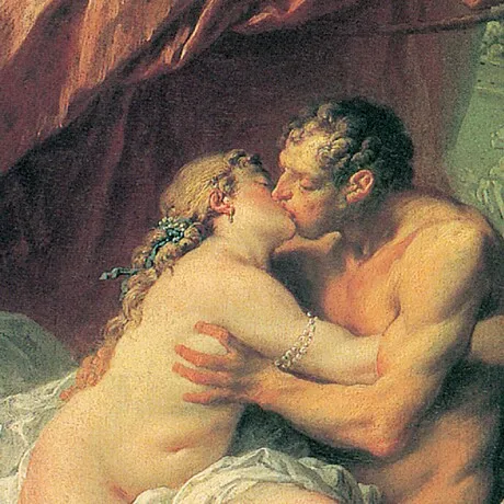 Hercules and Omphale Framed Canvas Replica Painting: Small