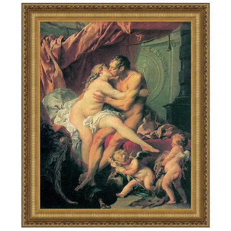 Hercules and Omphale Framed Canvas Replica Painting: Medium