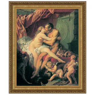 Hercules and Omphale Framed Canvas Replica Painting: Medium