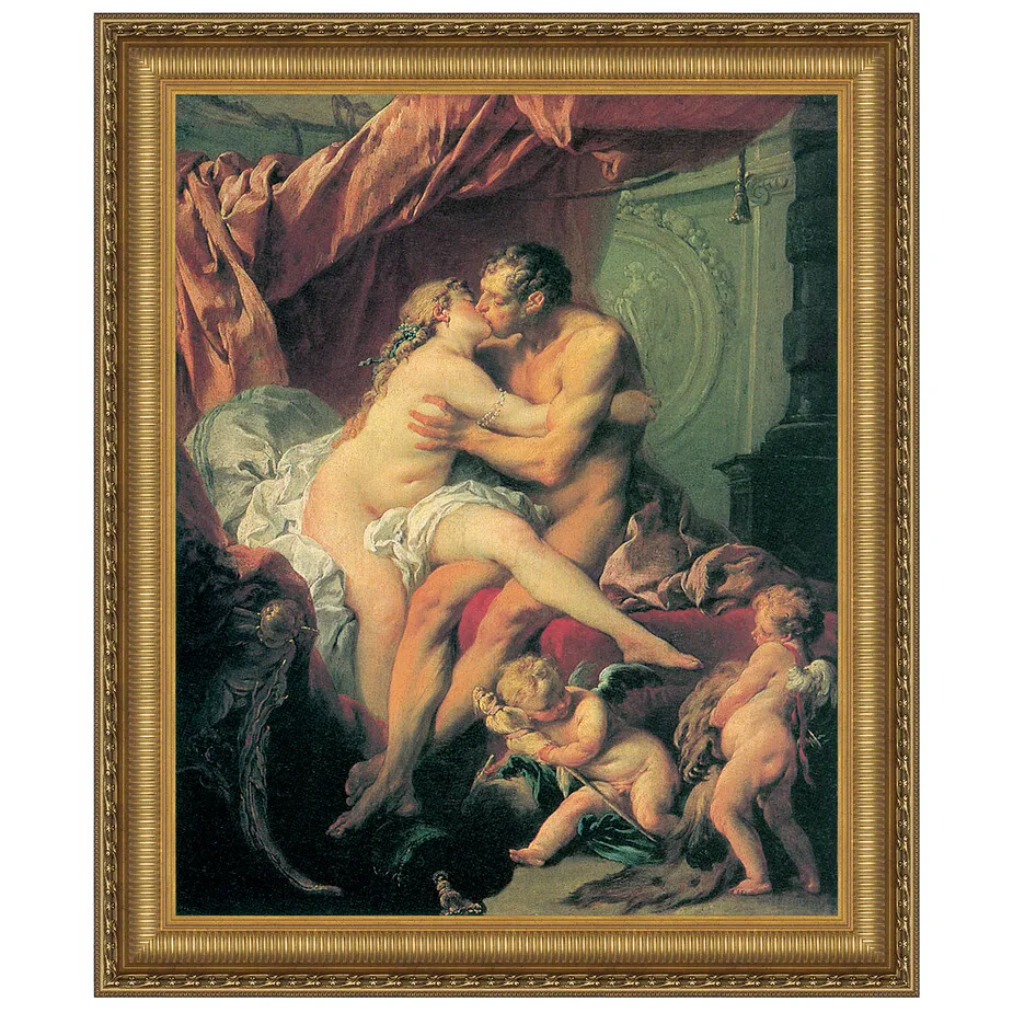 Hercules and Omphale Framed Canvas Replica Painting: Medium