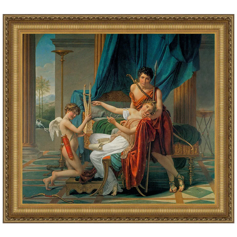 Sappho and Phaon Framed Canvas Replica Painting: Small
