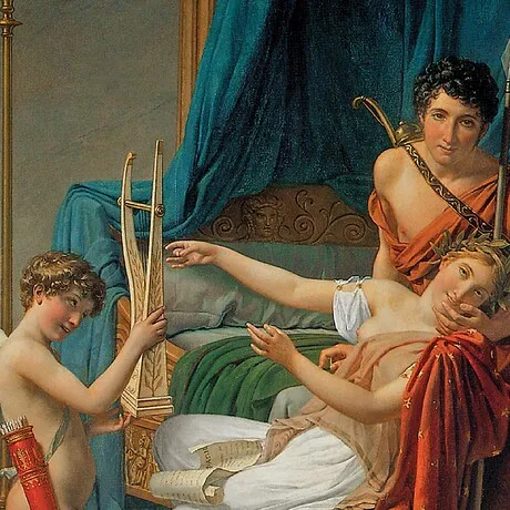 Sappho and Phaon Framed Canvas Replica Painting: Medium