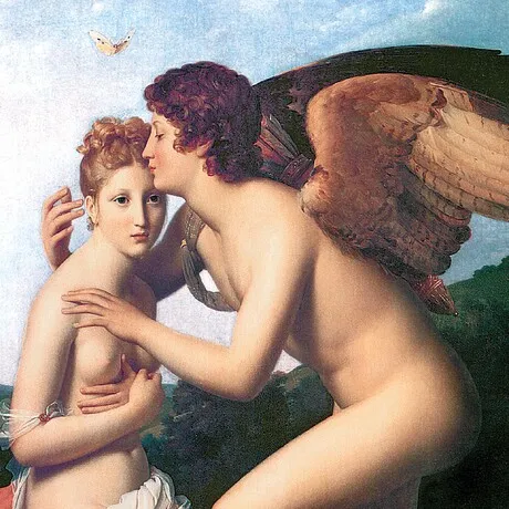 Psyche and Cupid Framed Canvas Replica Painting: Grande