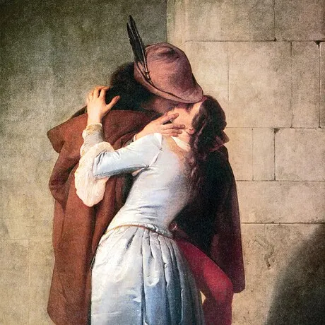 The Kiss Framed Canvas Replica Painting: Small