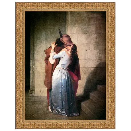 The Kiss Framed Canvas Replica Painting: Medium