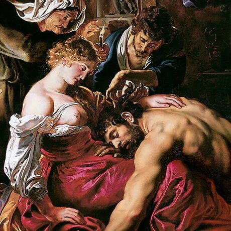 Samson and Delilah Framed Canvas Replica Painting: Large
