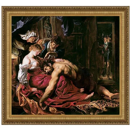 Samson and Delilah Framed Canvas Replica Painting: Grande