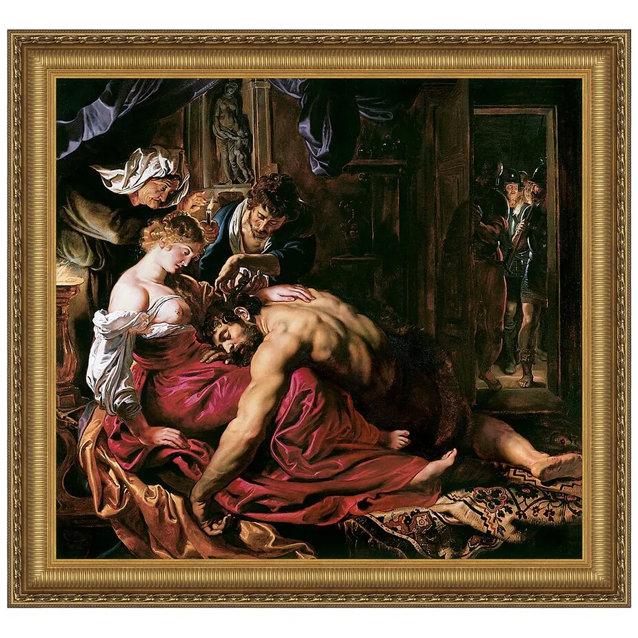 Samson and Delilah Framed Canvas Replica Painting: Grande
