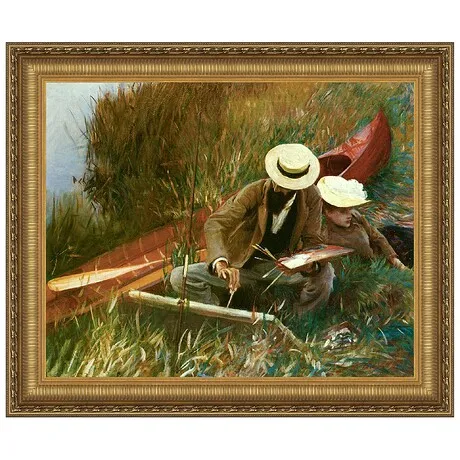 Paul Helleu Sketching with his Wife Framed Canvas Replica Painting: Large