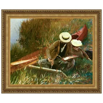 Paul Helleu Sketching with his Wife Framed Canvas Replica Painting: Grande