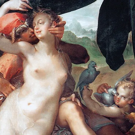 Venus and Adonis Framed Canvas Replica Painting: Medium