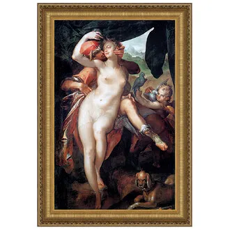 Venus and Adonis Framed Canvas Replica Painting: Medium