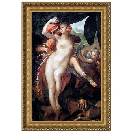 Venus and Adonis Framed Canvas Replica Painting: Large
