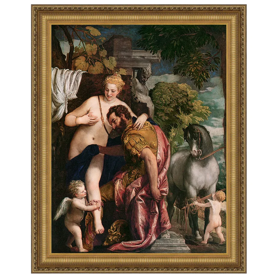 Venus and Mars United by Love Framed Canvas Replica Painting: Large