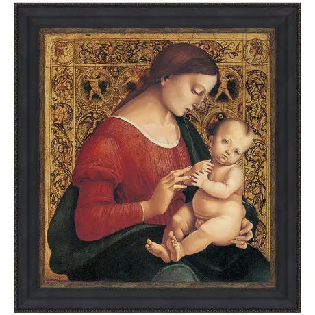 Madonna and Child Framed Canvas Replica Painting: Small