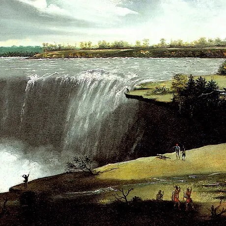 Western Branch of Niagara Falls Framed Canvas Replica Painting: Small