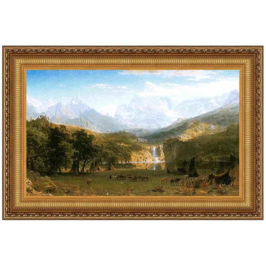 Rocky Mountains, Lander's Peak Framed Canvas Replica Painting: Small