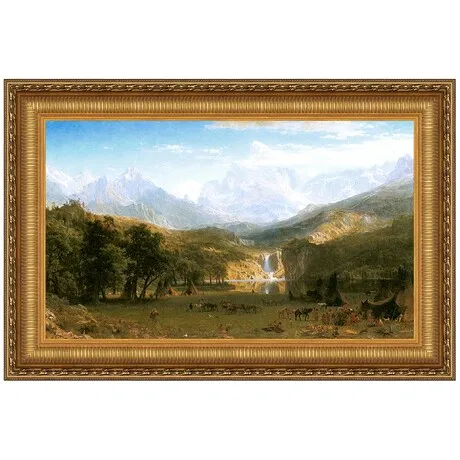 Rocky Mountains, Lander's Peak Framed Canvas Replica Painting: Large
