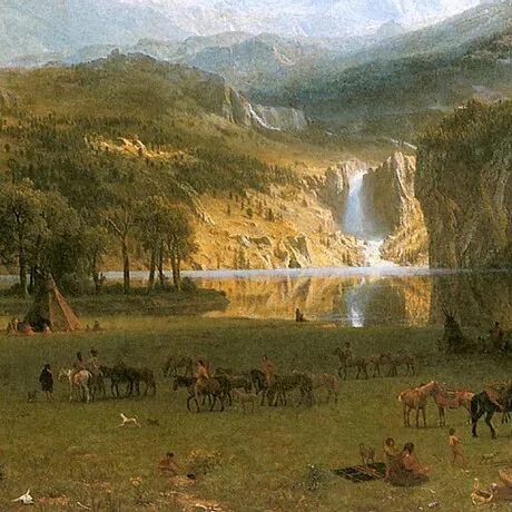 Rocky Mountains, Lander's Peak Framed Canvas Replica Painting: Grande