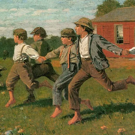 Snap the Whip Framed Canvas Replica Painting: Large