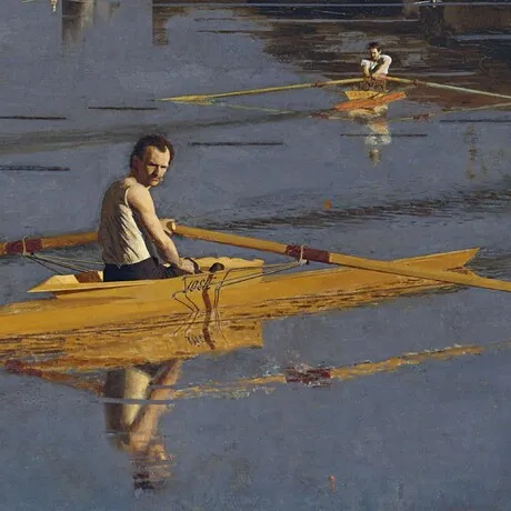 Champion Single Sculls Framed Canvas Replica Painting: Large