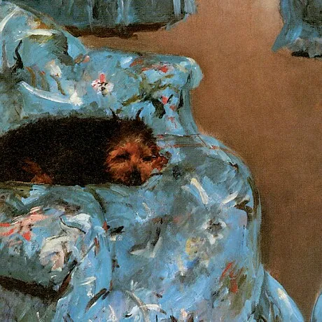 Little Girl in a Blue Armchair Framed Canvas Replica Painting: Large