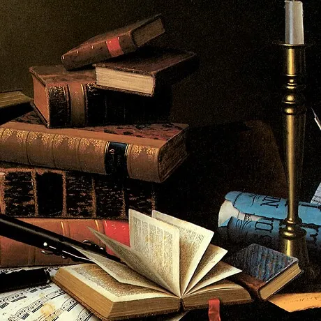 Music and Literature Framed Canvas Replica Painting: Medium