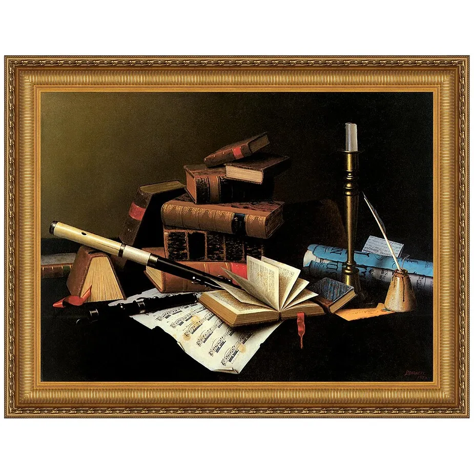 Music and Literature Framed Canvas Replica Painting: Large