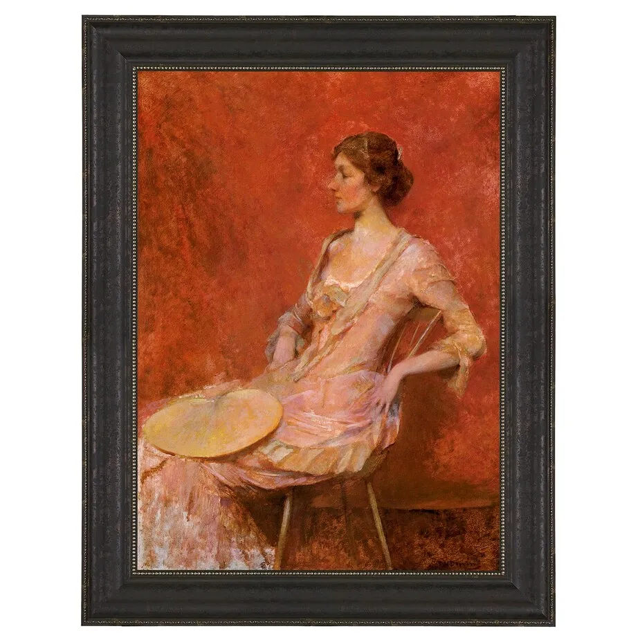The Palm Leaf Fan Framed Canvas Replica Painting: Large